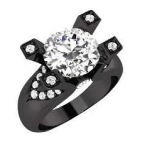 EternalDia 2 Ct D/VVS1 White Diamond 14k Sterling Silver Tab-Prong Tension Solitaire Ring