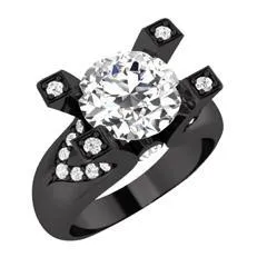 EternalDia 2 Ct D/VVS1 White Diamond 14k Sterling Silver Tab-Prong Tension Solitaire Ring