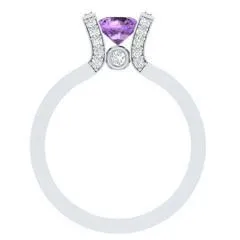 EternalDia Round 1.2ct Purple D/VVS1 Diamond 14k Finish Sterling Silver Solitaire Band Ring