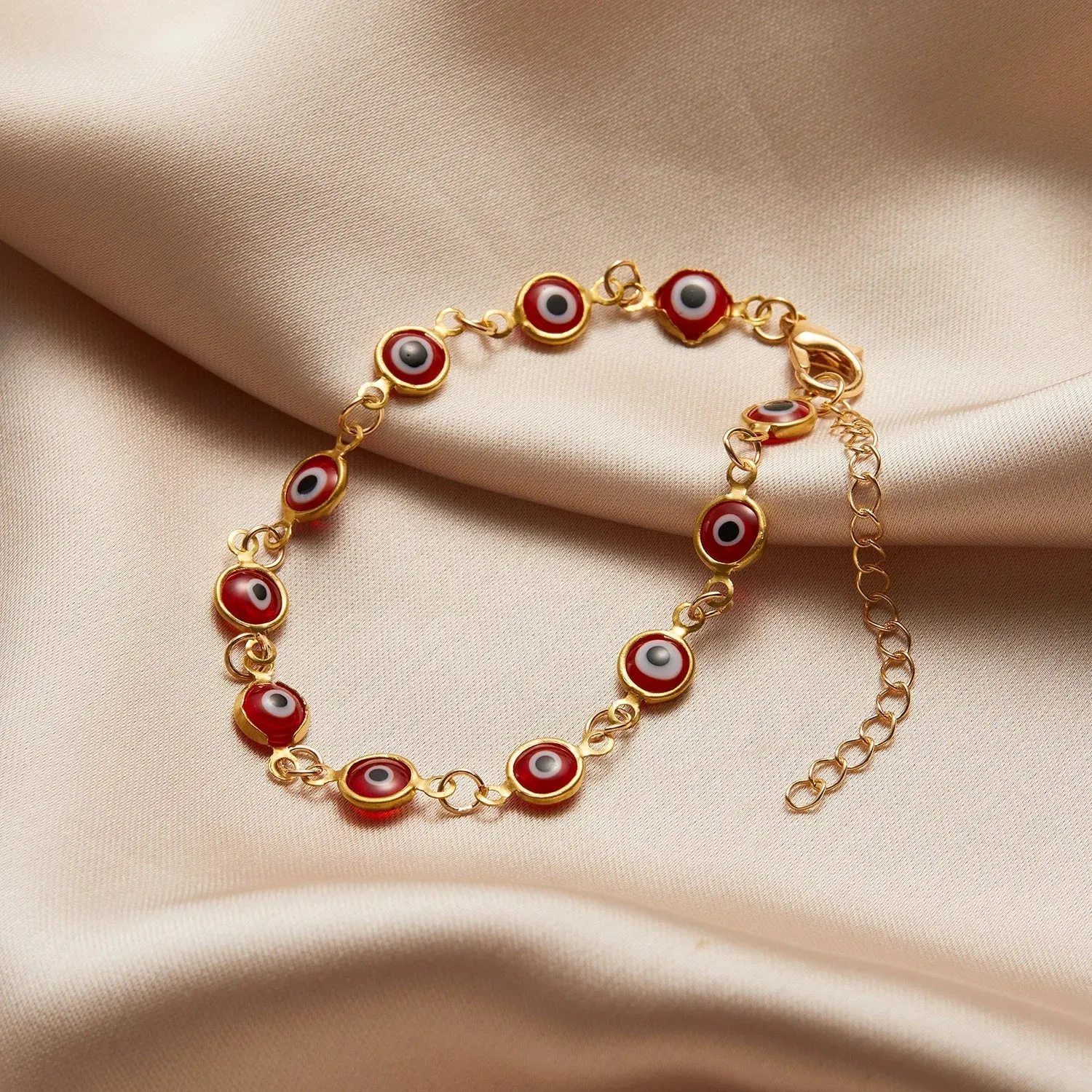 Evil Eye Bracelet For Women Men Colorful Red Blue Eye Adjustable Metal Chain Bangles