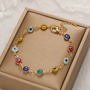 Evil Eye Bracelet For Women Men Colorful Red Blue Eye Adjustable Metal Chain Bangles
