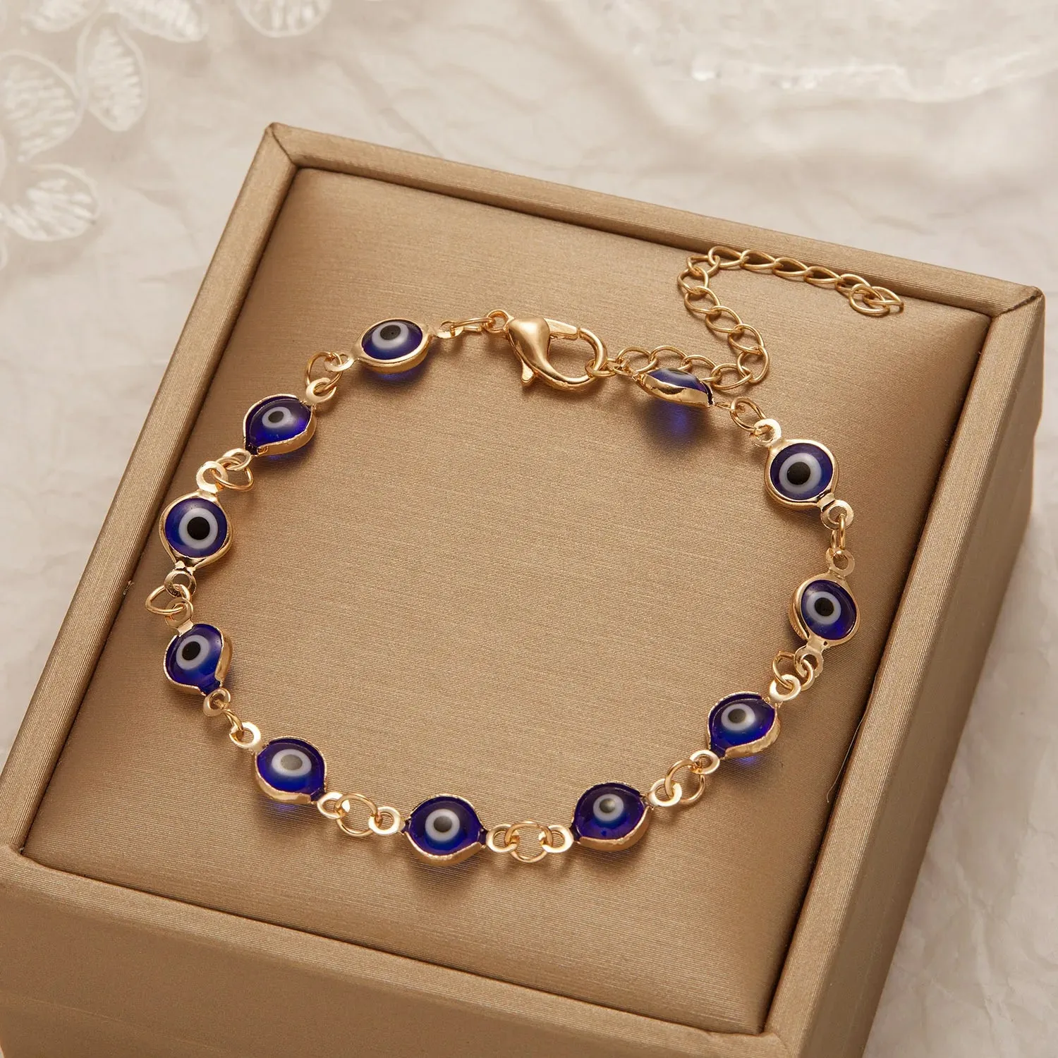 Evil Eye Bracelet For Women Men Colorful Red Blue Eye Adjustable Metal Chain Bangles