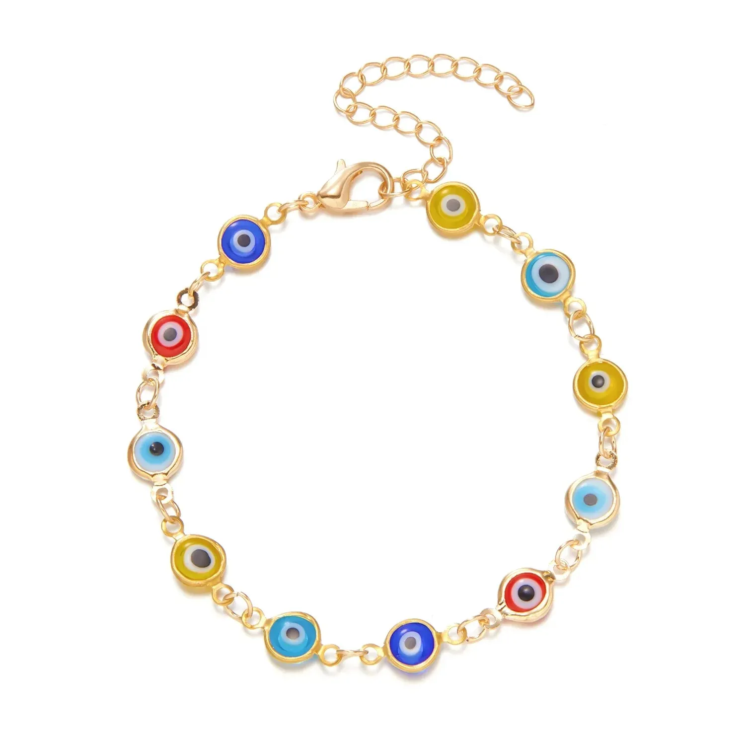 Evil Eye Bracelet For Women Men Colorful Red Blue Eye Adjustable Metal Chain Bangles