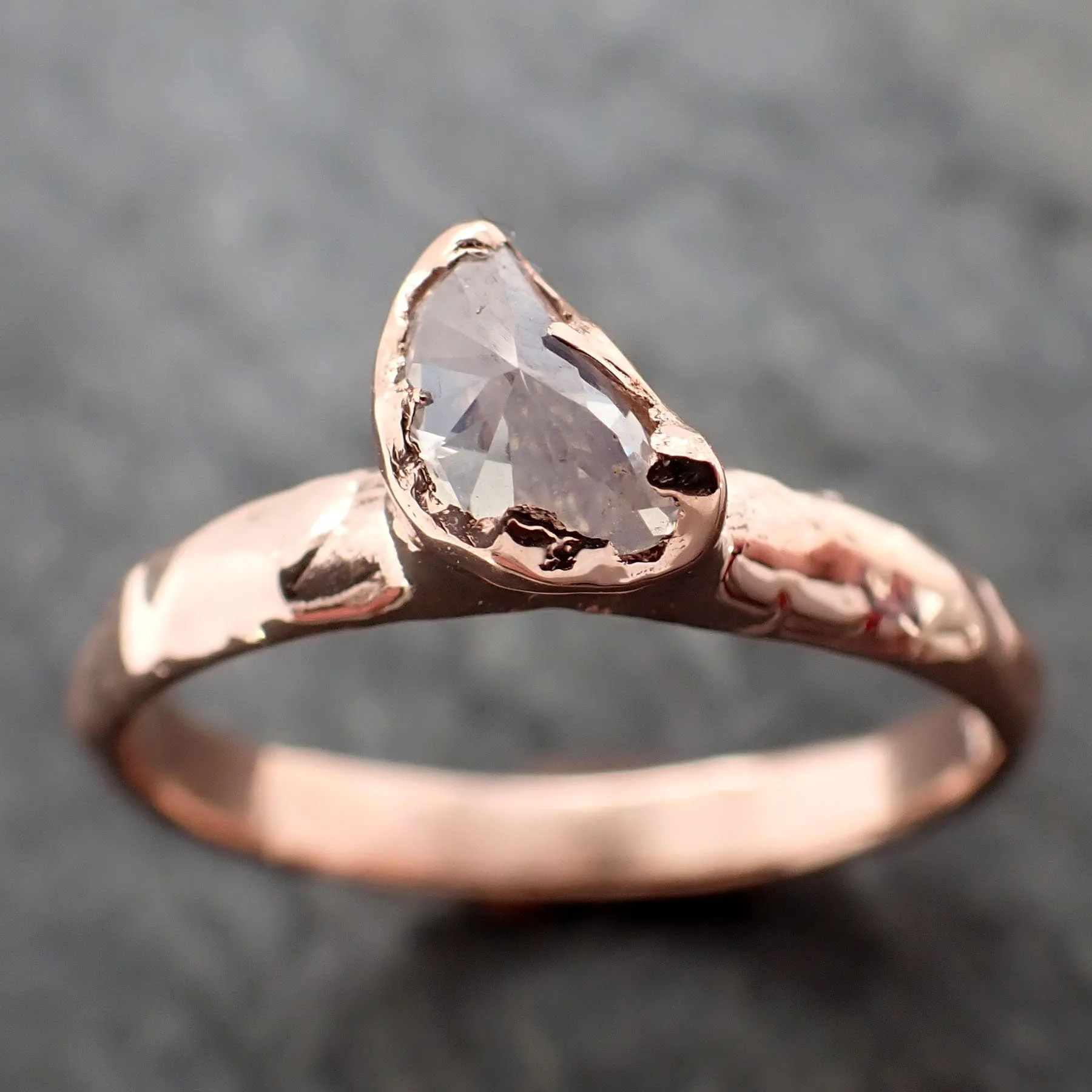 Faceted Fancy cut Champagne Half Moon Diamond Engagement 14k Rose Gold Solitaire Wedding Ring byAngeline 2912