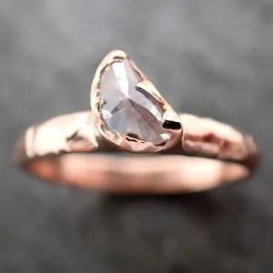 Faceted Fancy cut Champagne Half Moon Diamond Engagement 14k Rose Gold Solitaire Wedding Ring byAngeline 2912