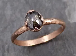 Fancy cut Salt and pepper Diamond Solitaire Engagement 14k Rose Gold Wedding Ring byAngeline 0743