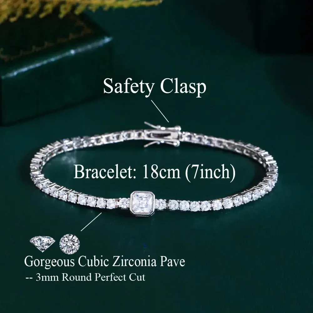 Fashion Heart Cubic Zirconia Stone Bracelet for Women Bridal Wedding Engagement Party Jewelry