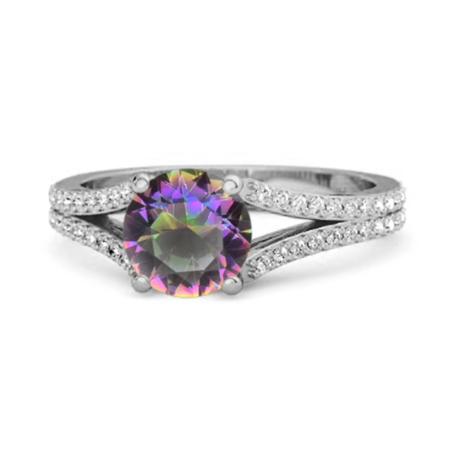 Felicity Design 925 Silver 0.50 Ctw Mystic Topaz Solitaire Accents Ring