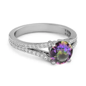 Felicity Design 925 Silver 0.50 Ctw Mystic Topaz Solitaire Accents Ring