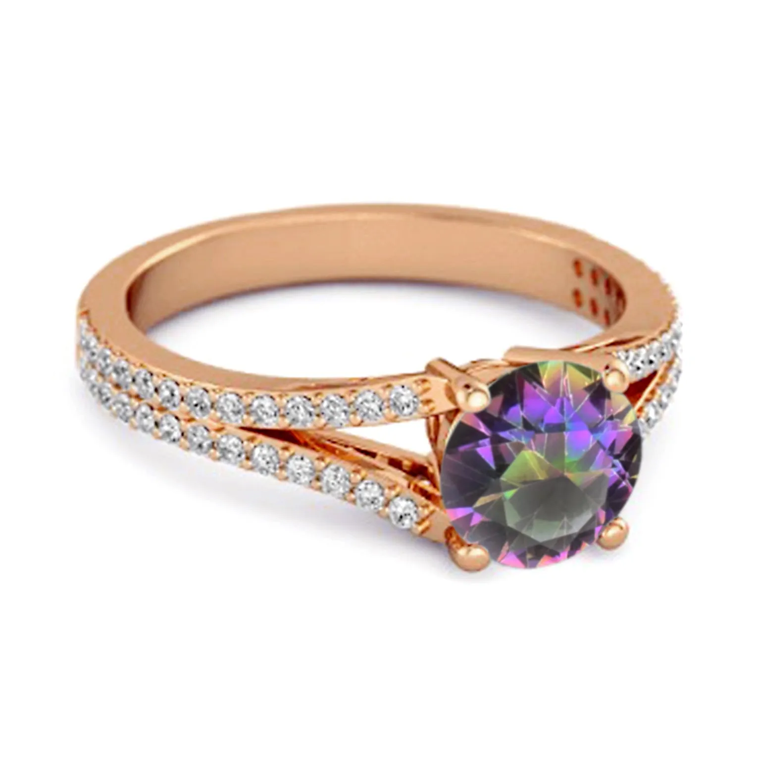 Felicity Design 925 Silver 0.50 Ctw Mystic Topaz Solitaire Accents Ring