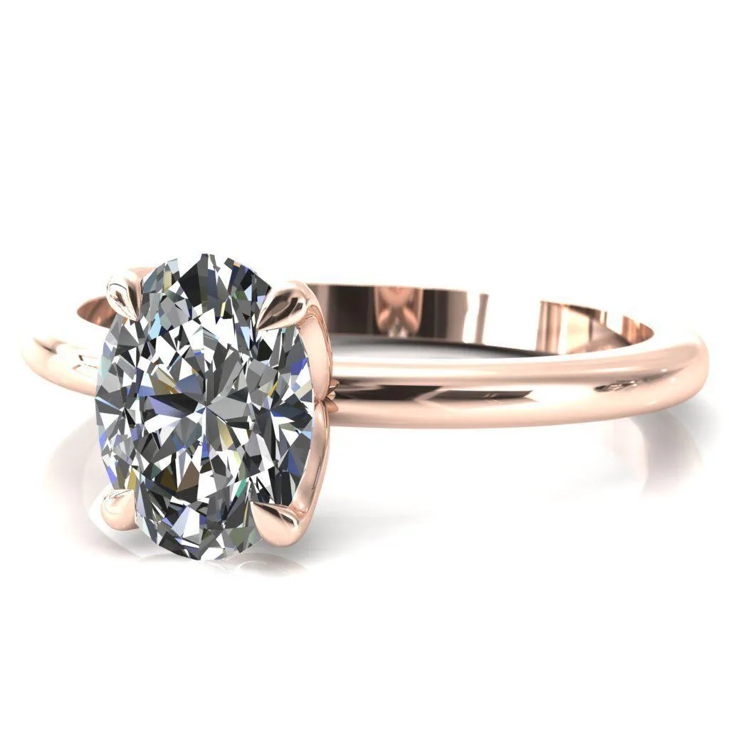 Felicity Oval Center Stone 4 Claw Prong Petal Basket Engagement Ring