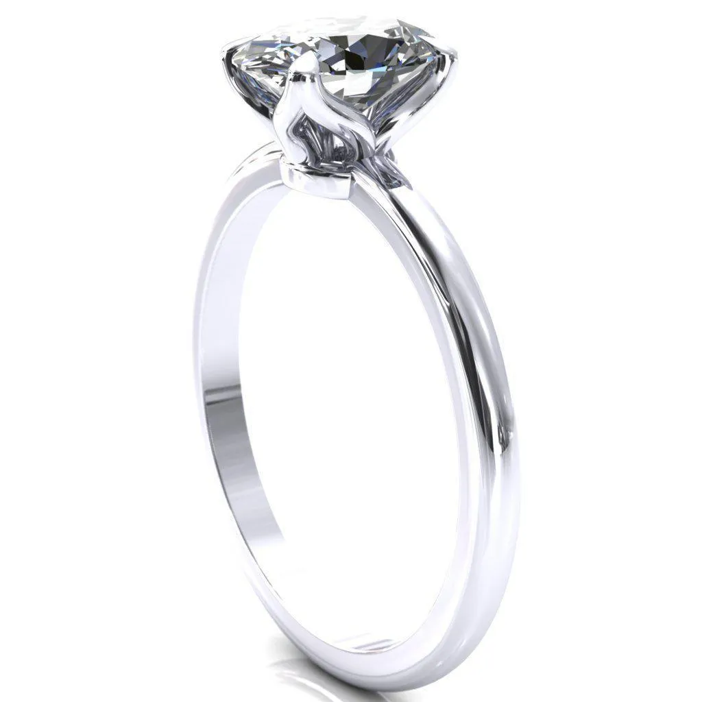 Felicity Oval Center Stone 4 Claw Prong Petal Basket Engagement Ring