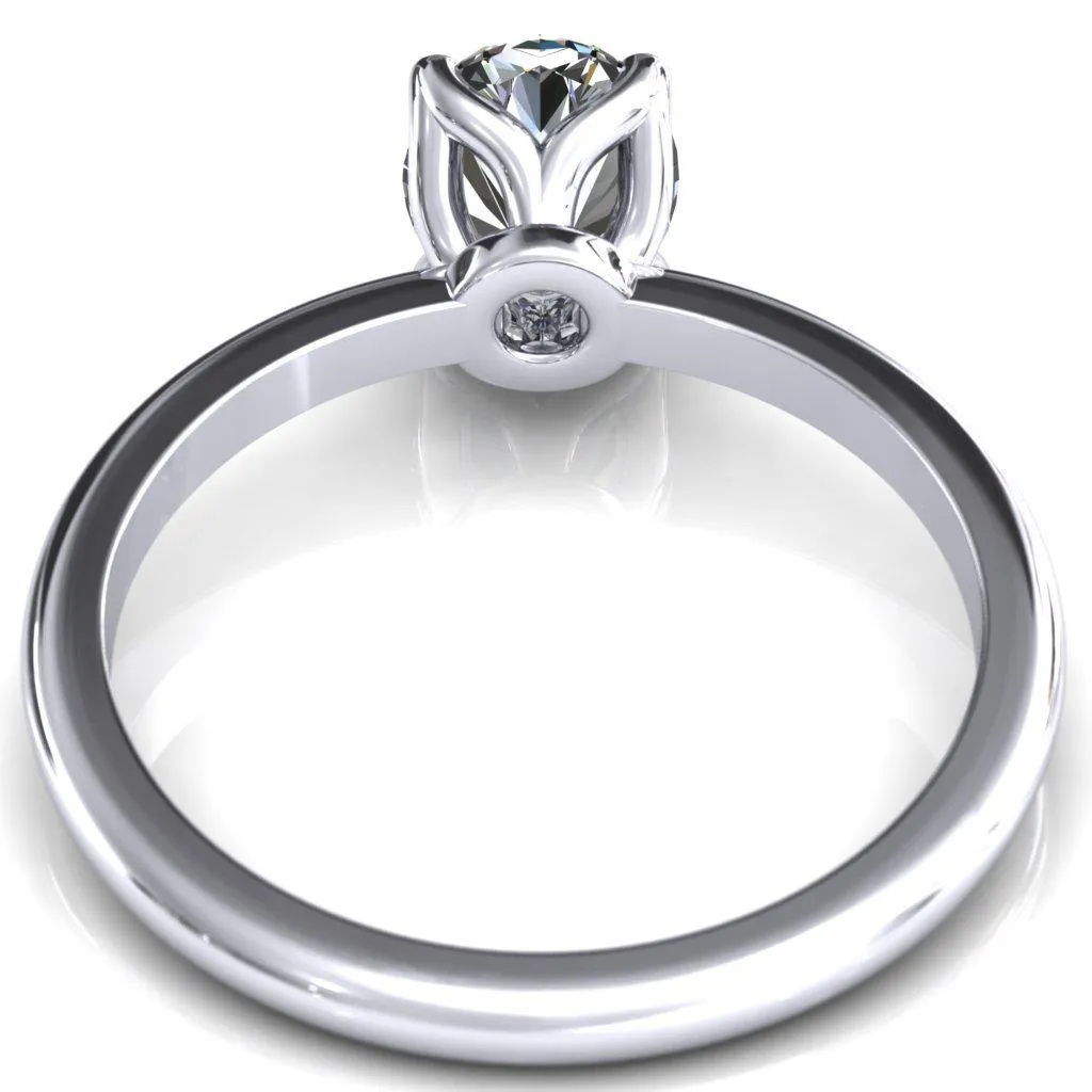 Felicity Oval Center Stone 4 Claw Prong Petal Basket Engagement Ring