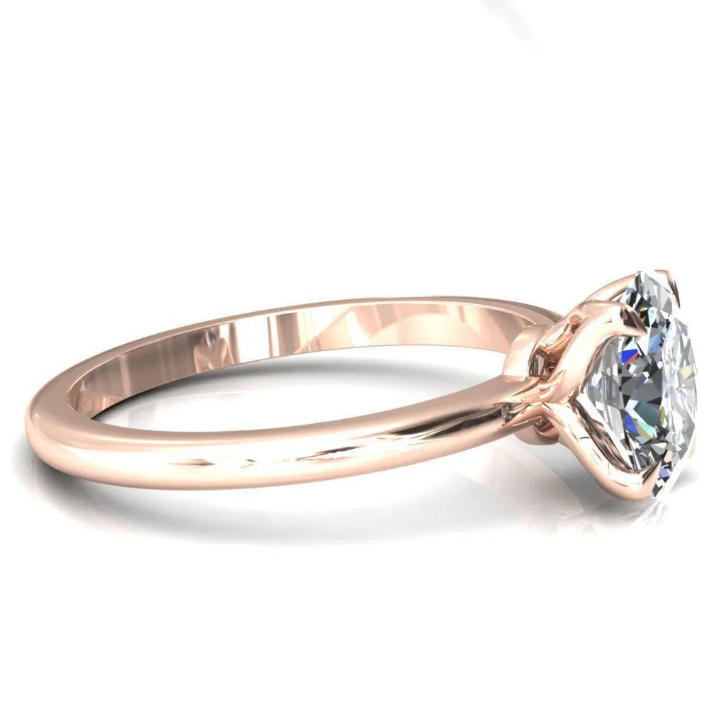Felicity Oval Center Stone 4 Claw Prong Petal Basket Engagement Ring