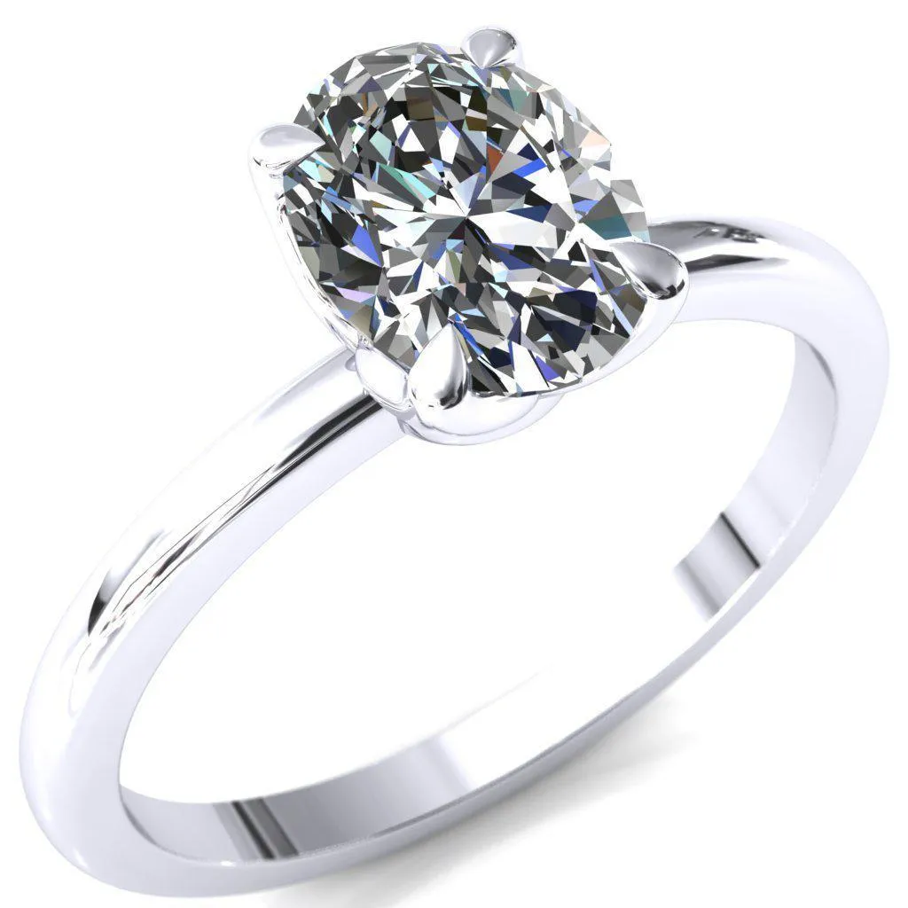 Felicity Oval Center Stone 4 Claw Prong Petal Basket Engagement Ring