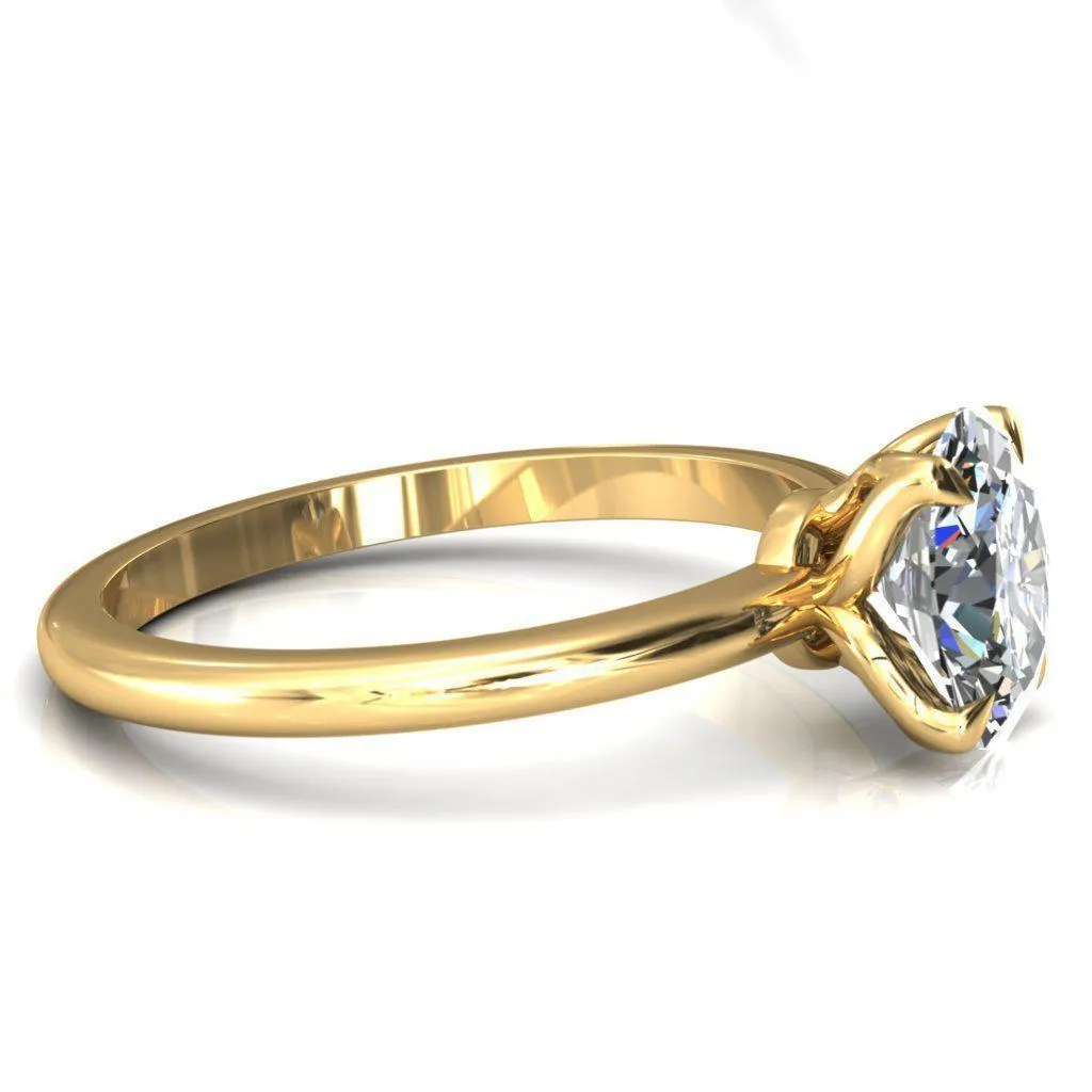 Felicity Oval Center Stone 4 Claw Prong Petal Basket Engagement Ring