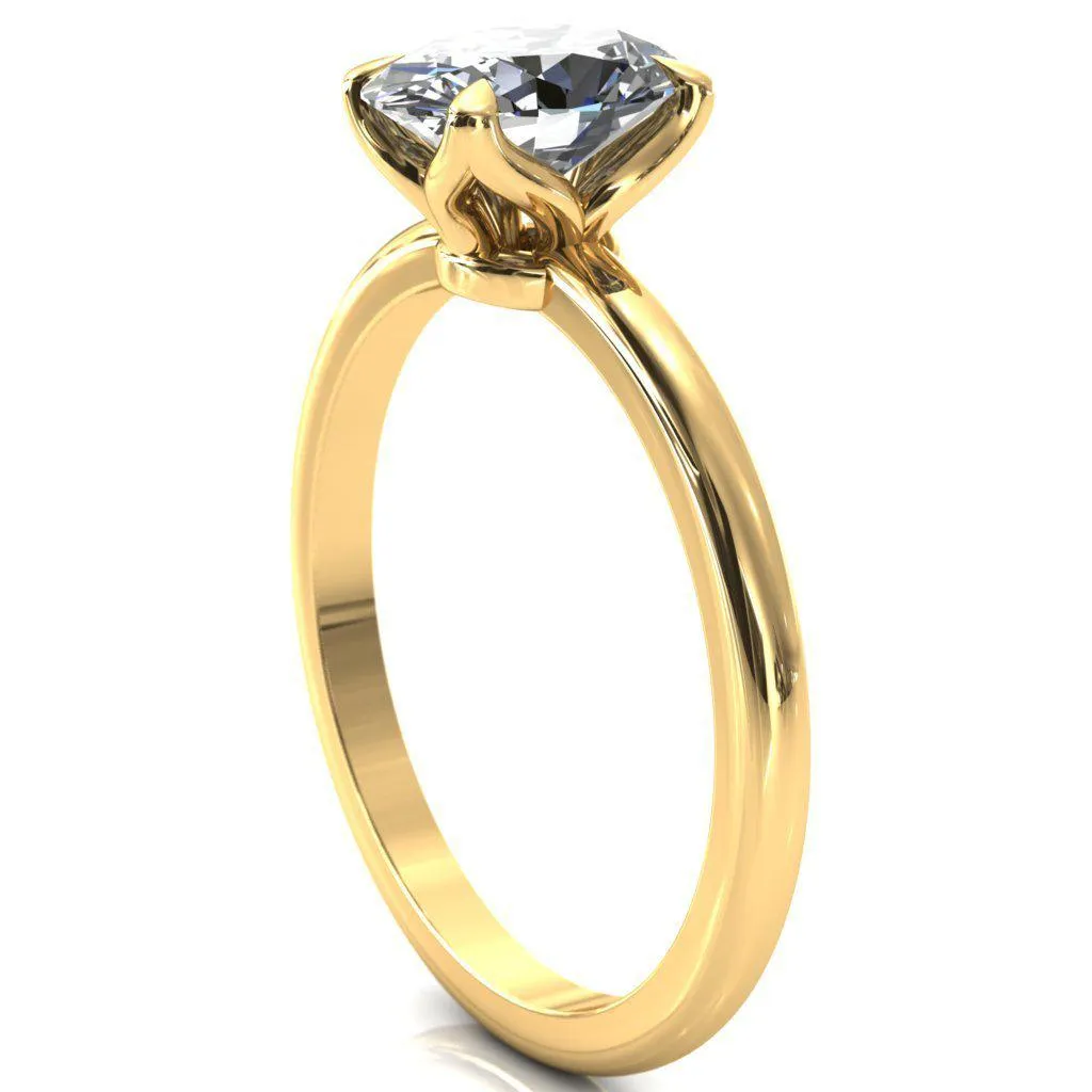 Felicity Oval Center Stone 4 Claw Prong Petal Basket Engagement Ring