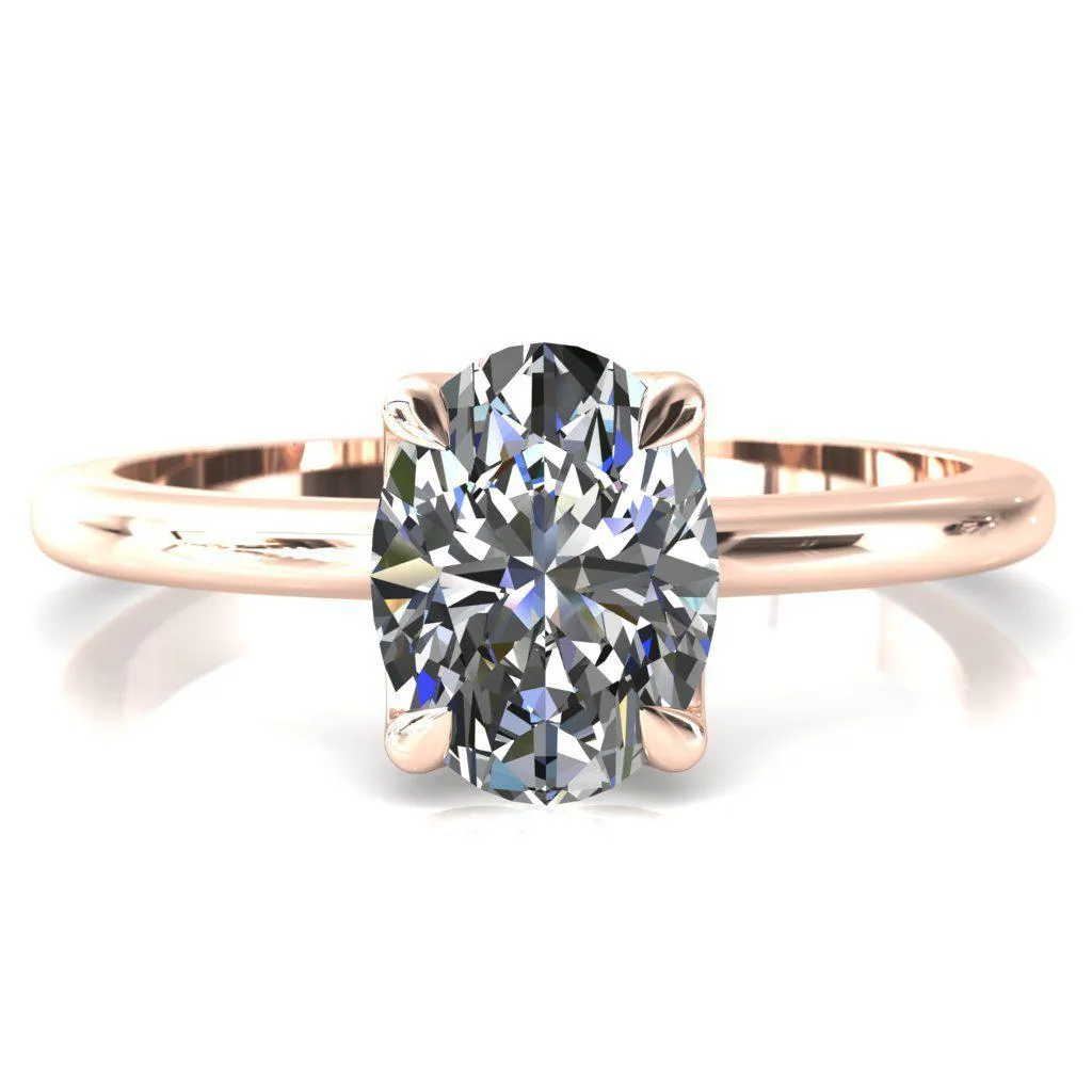 Felicity Oval Center Stone 4 Claw Prong Petal Basket Engagement Ring