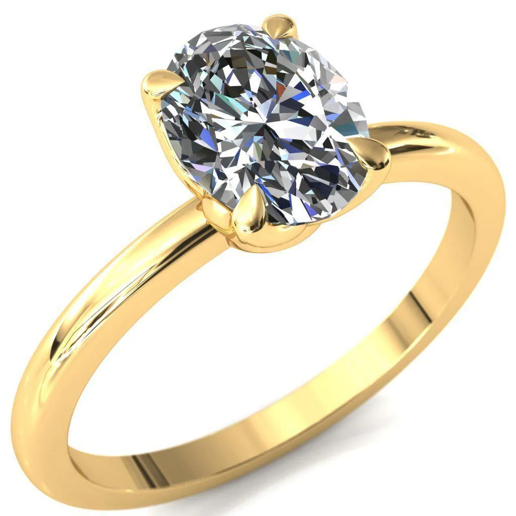 Felicity Oval Center Stone 4 Claw Prong Petal Basket Engagement Ring