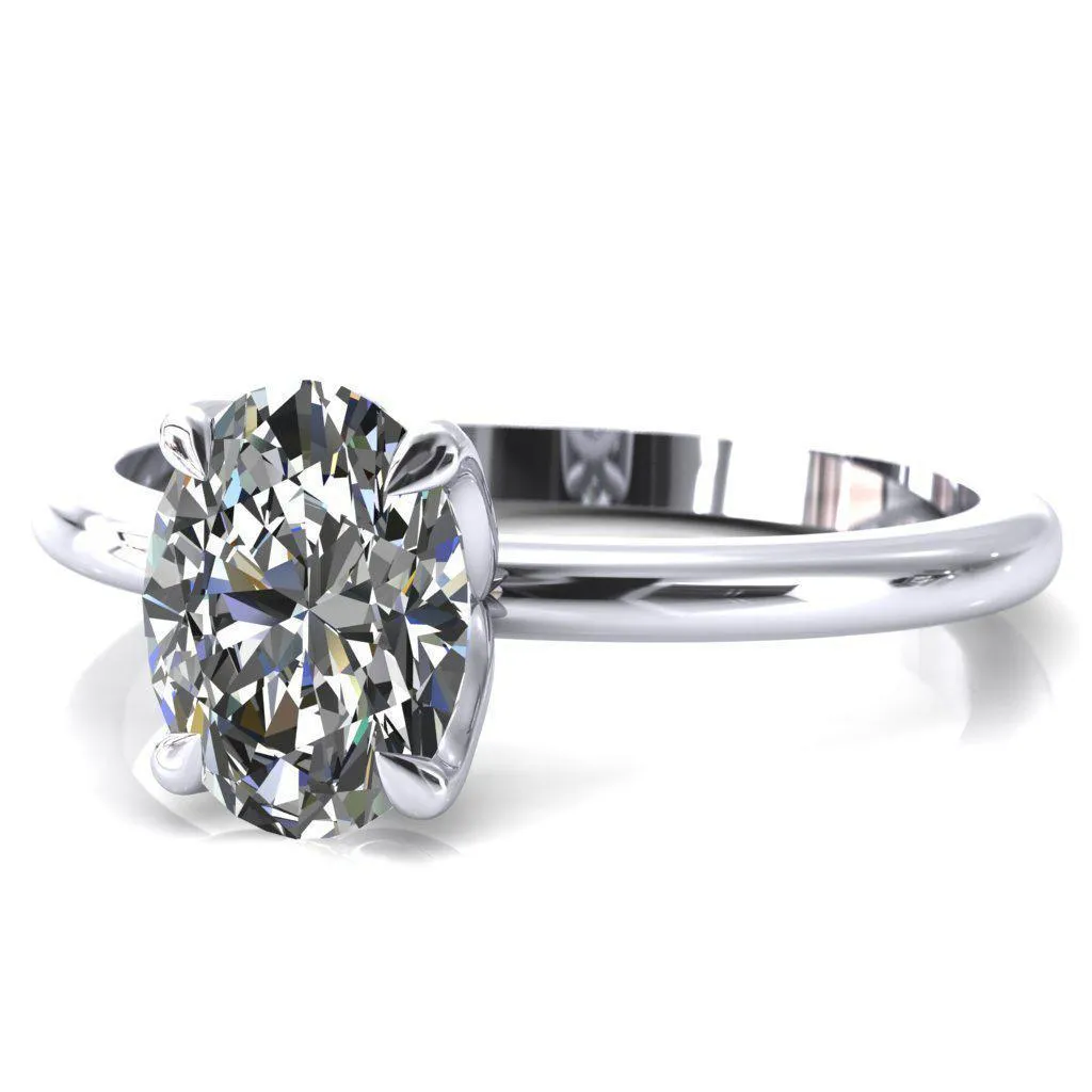 Felicity Oval Center Stone 4 Claw Prong Petal Basket Engagement Ring