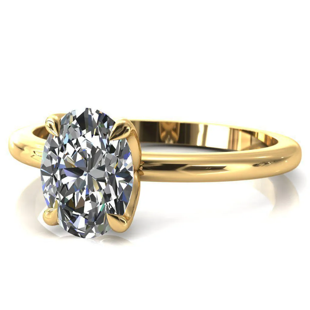 Felicity Oval Center Stone 4 Claw Prong Petal Basket Engagement Ring