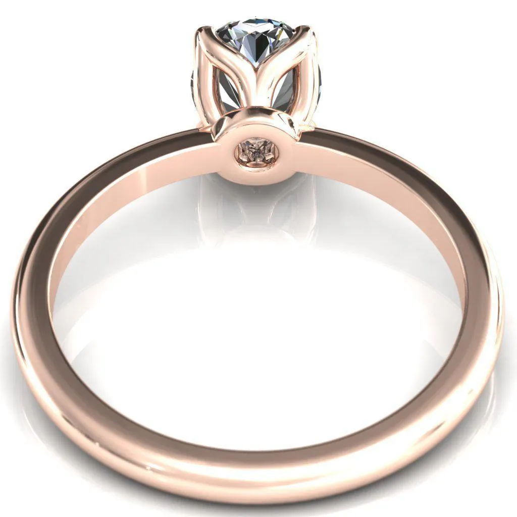 Felicity Oval Center Stone 4 Claw Prong Petal Basket Engagement Ring