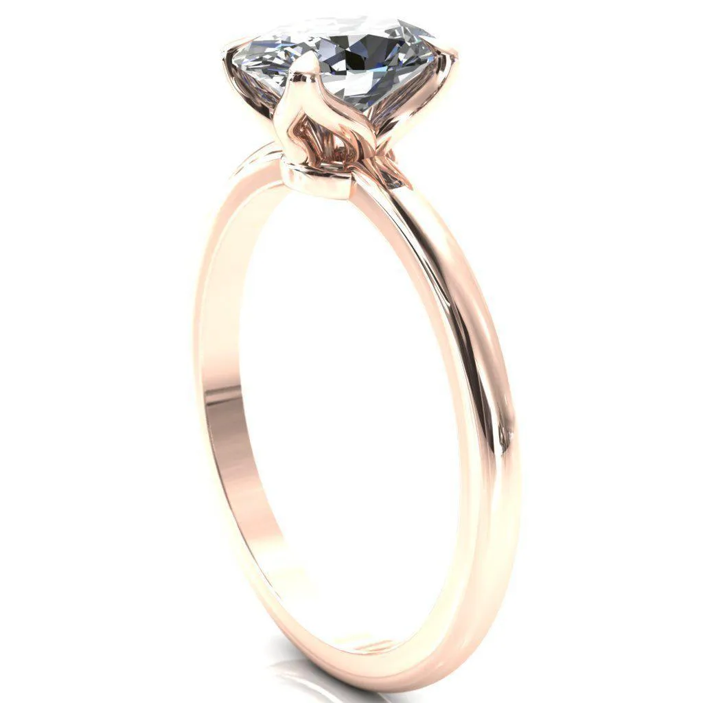 Felicity Oval Center Stone 4 Claw Prong Petal Basket Engagement Ring