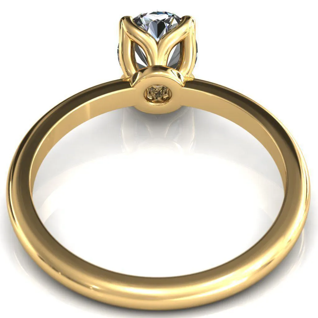 Felicity Oval Center Stone 4 Claw Prong Petal Basket Engagement Ring