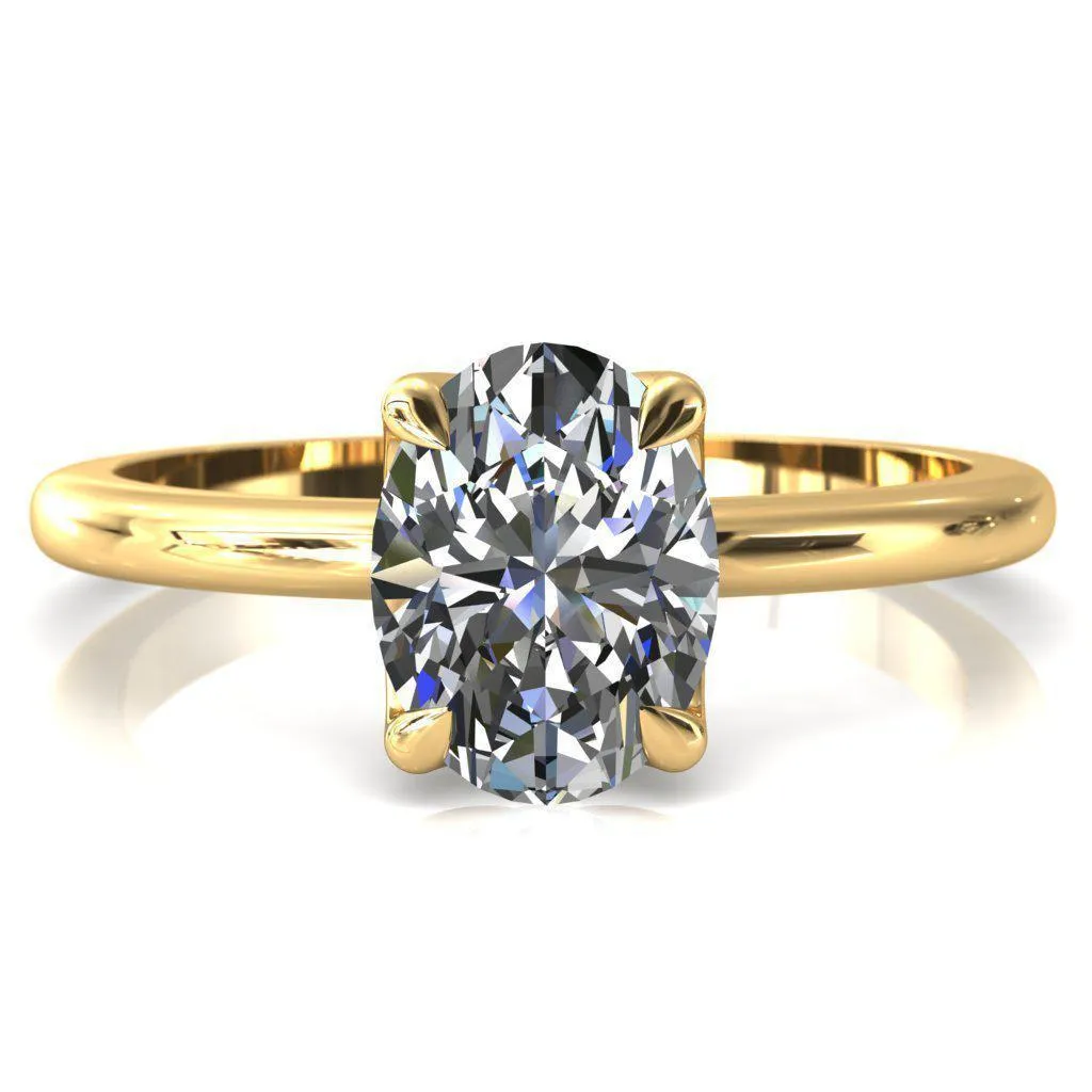 Felicity Oval Center Stone 4 Claw Prong Petal Basket Engagement Ring
