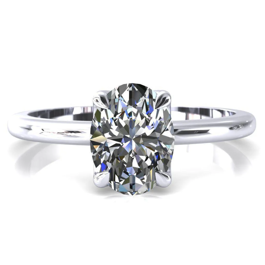 Felicity Oval Center Stone 4 Claw Prong Petal Basket Engagement Ring