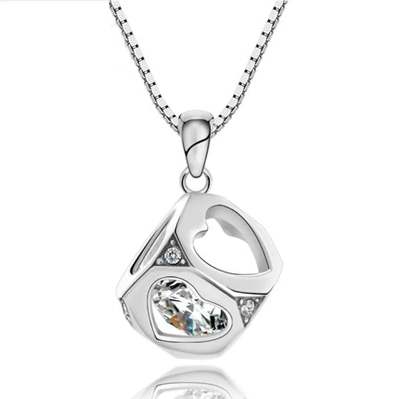 Fine Jewelry 925 Sterling Silver Necklaces for Women Magic Cube Pendant Necklace Chain 18" Super Elegant Gift