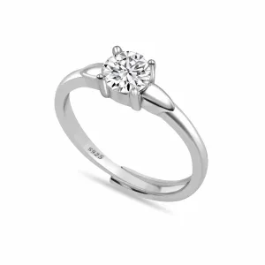 Fine Silver AD Solitaire Ring