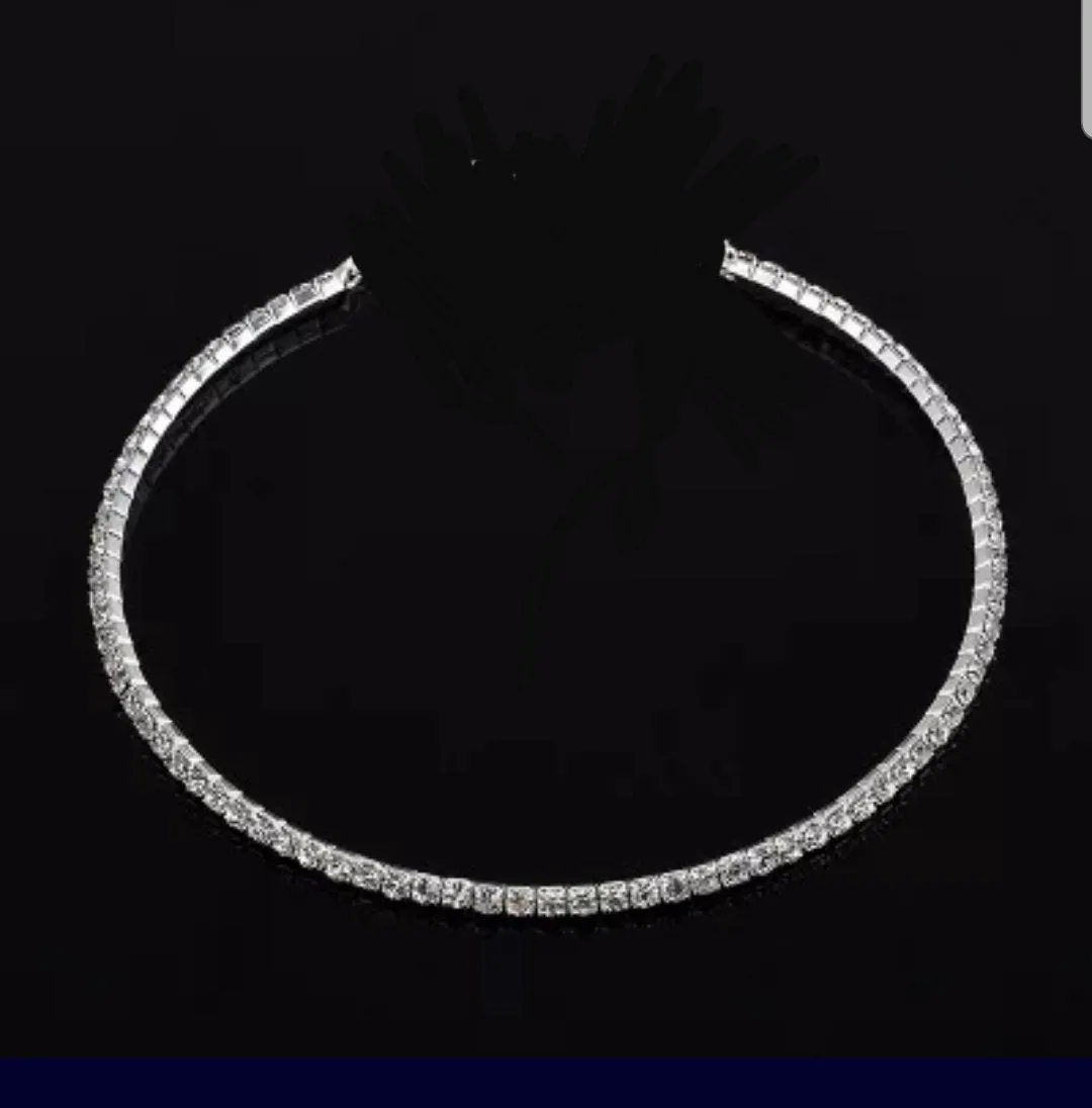 Fine Zirconite Crystals Set Choker Necklace 637N0014