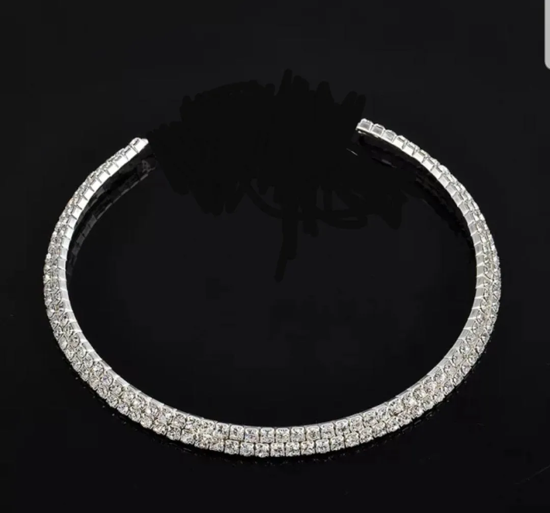 Fine Zirconite Crystals Set Choker Necklace 637N0014
