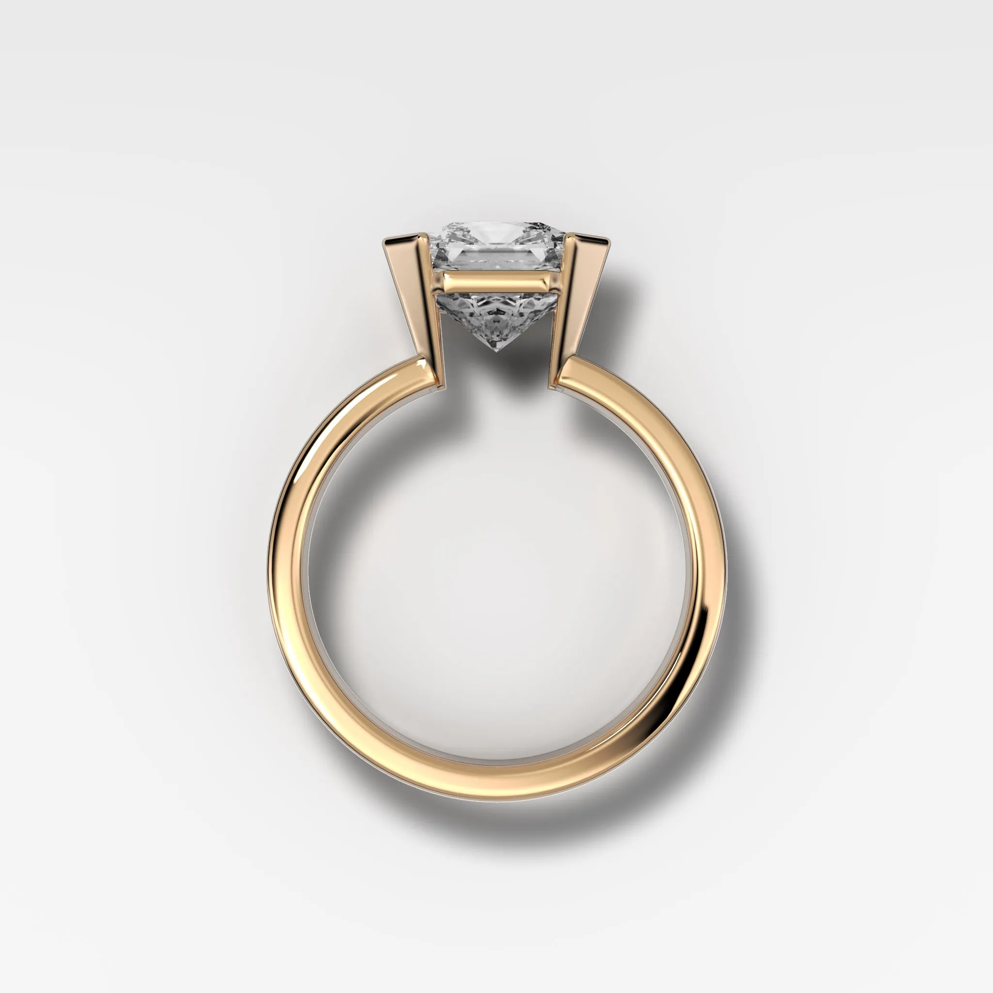 Finest Half Bezel Solitaire Engagement Ring With Square Radiant Cut Diamond