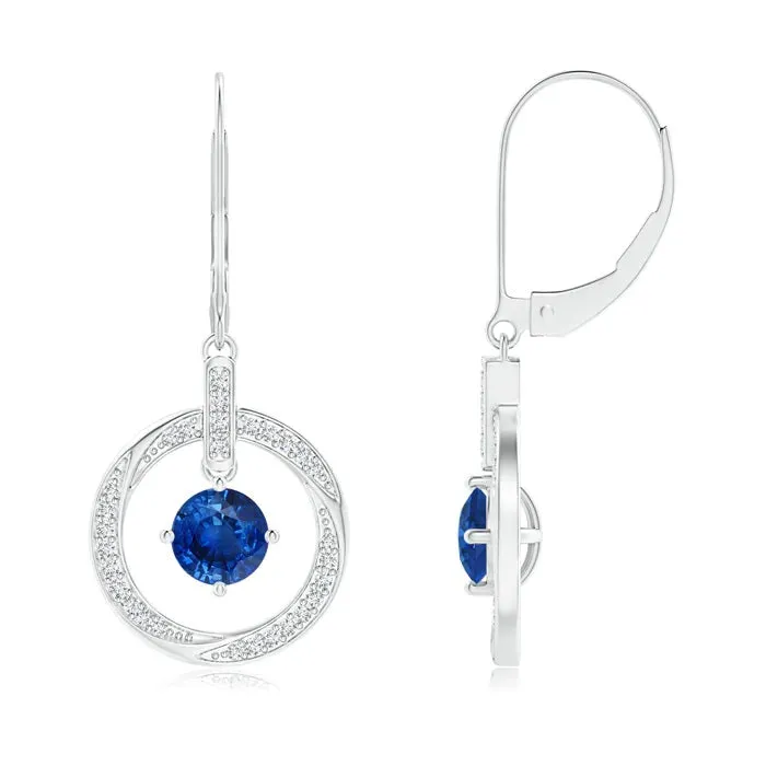Floating 3 MM Round Blue Cz  925 Sterling Silver Dangle Stud Earring