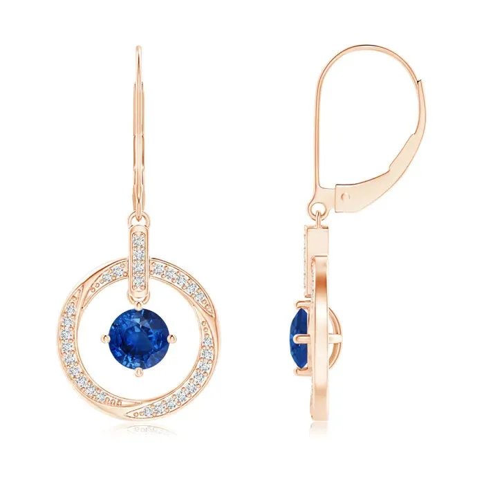 Floating 3 MM Round Blue Cz  925 Sterling Silver Dangle Stud Earring