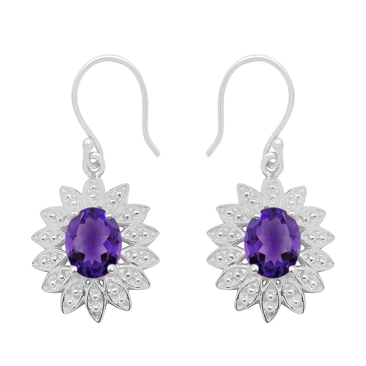 Floral Style Round Multi Choice Gemstone 925 Sterling Silver Earring