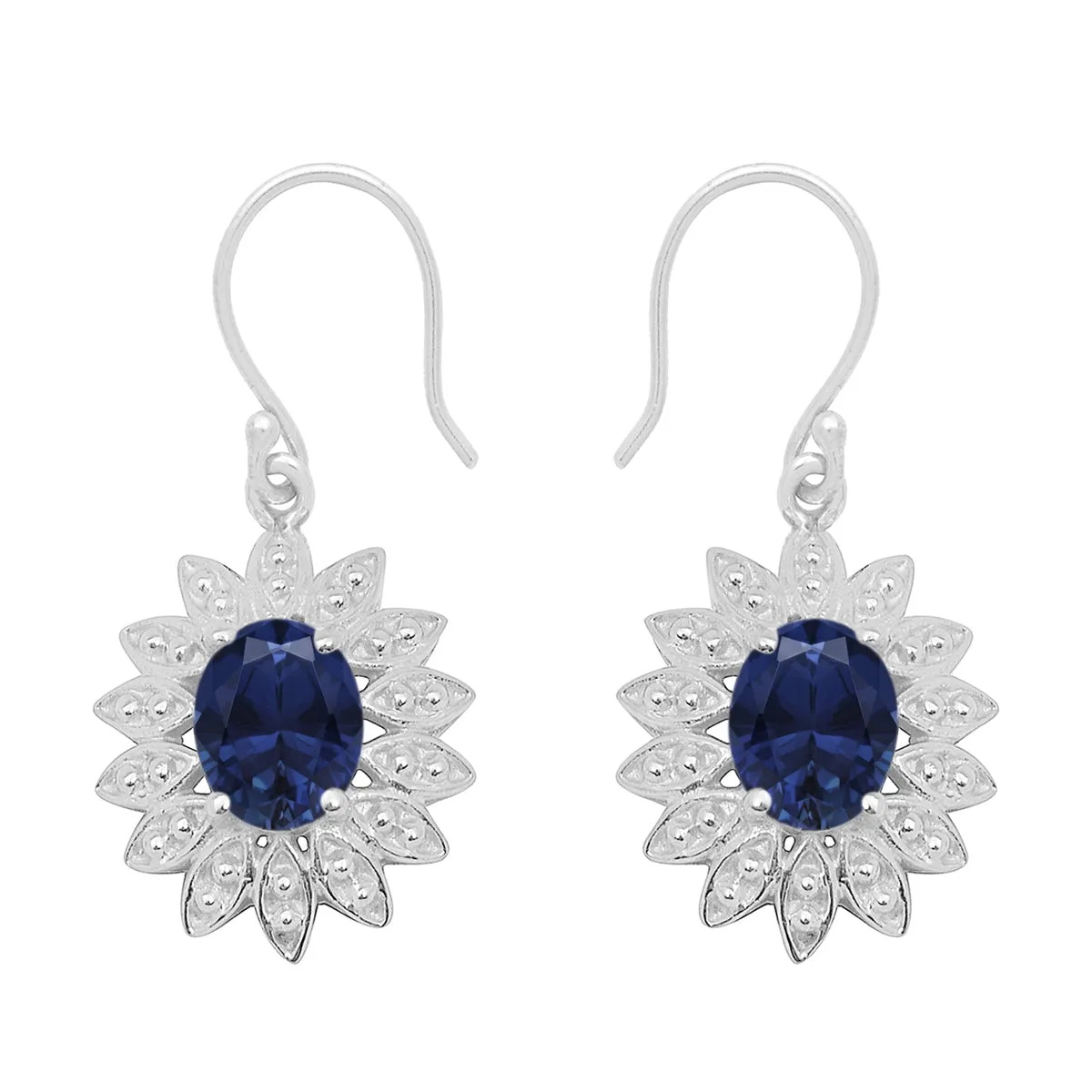 Floral Style Round Multi Choice Gemstone 925 Sterling Silver Earring