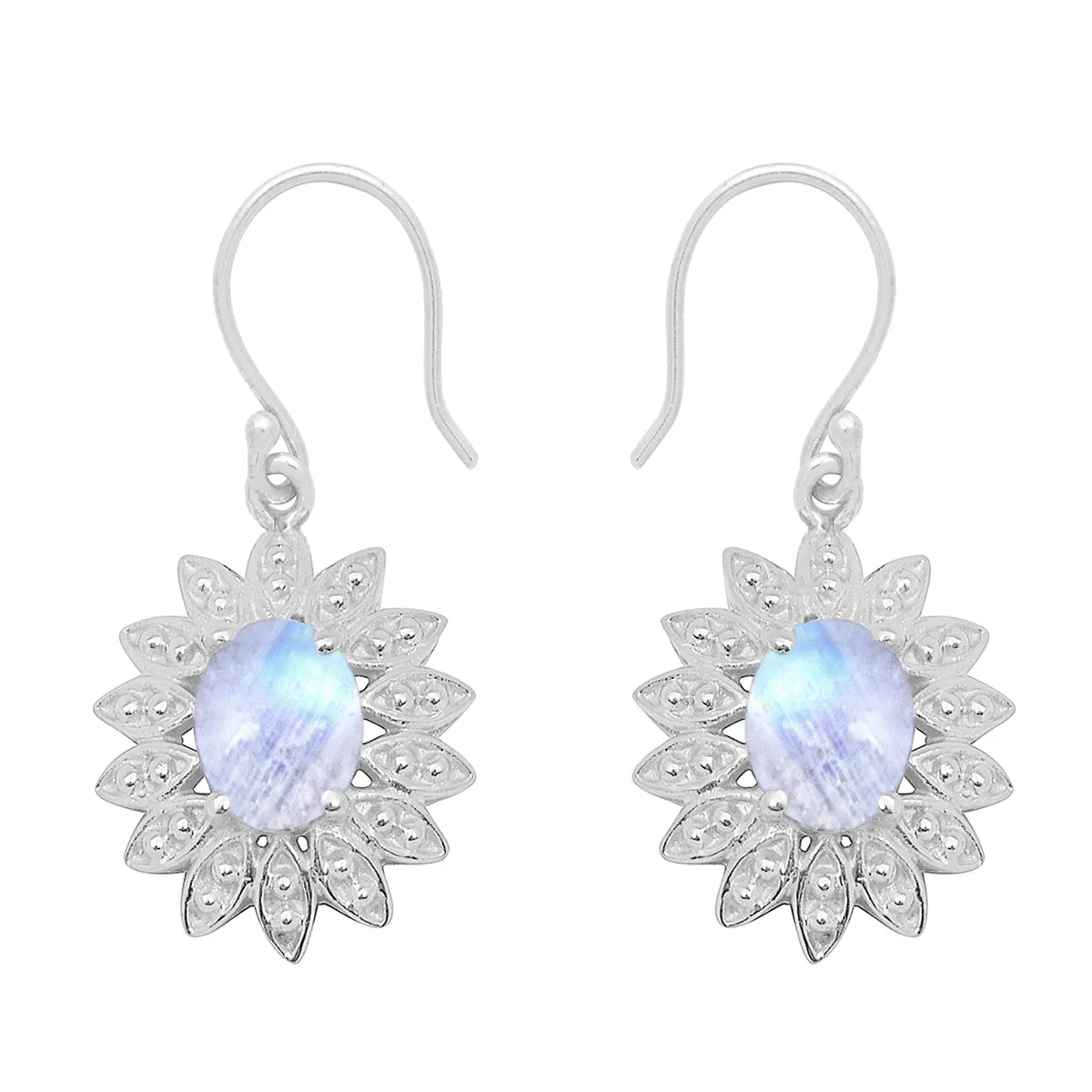 Floral Style Round Multi Choice Gemstone 925 Sterling Silver Earring