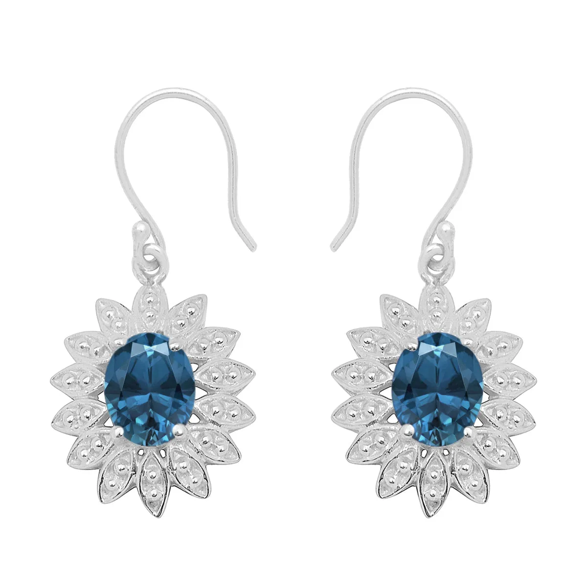 Floral Style Round Multi Choice Gemstone 925 Sterling Silver Earring
