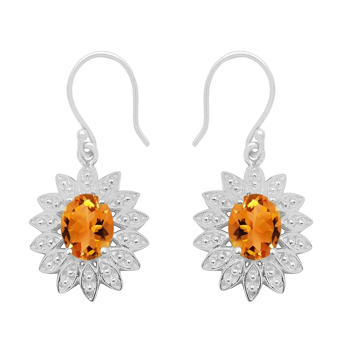 Floral Style Round Multi Choice Gemstone 925 Sterling Silver Earring