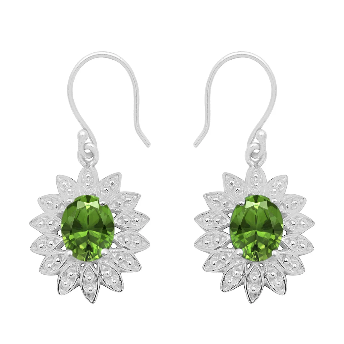 Floral Style Round Multi Choice Gemstone 925 Sterling Silver Earring