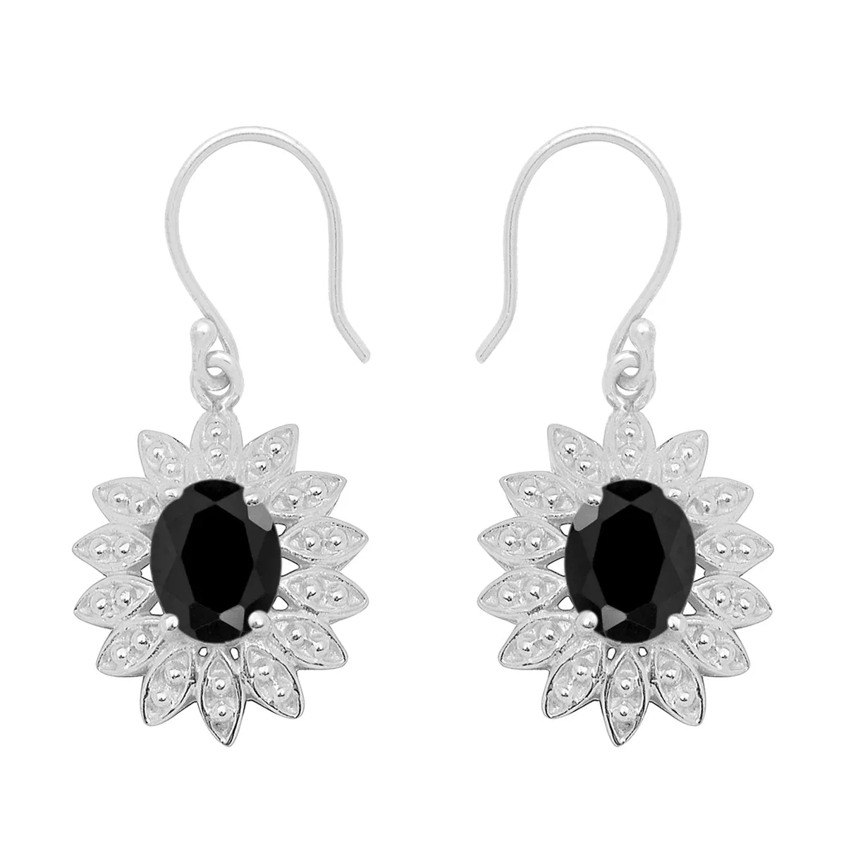 Floral Style Round Multi Choice Gemstone 925 Sterling Silver Earring