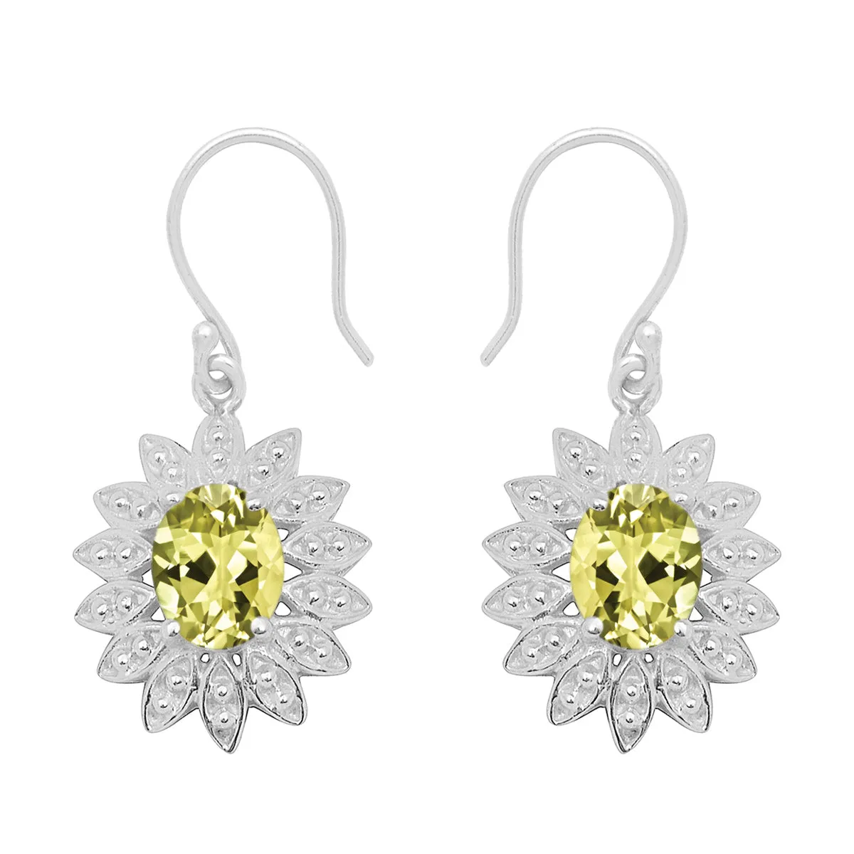 Floral Style Round Multi Choice Gemstone 925 Sterling Silver Earring