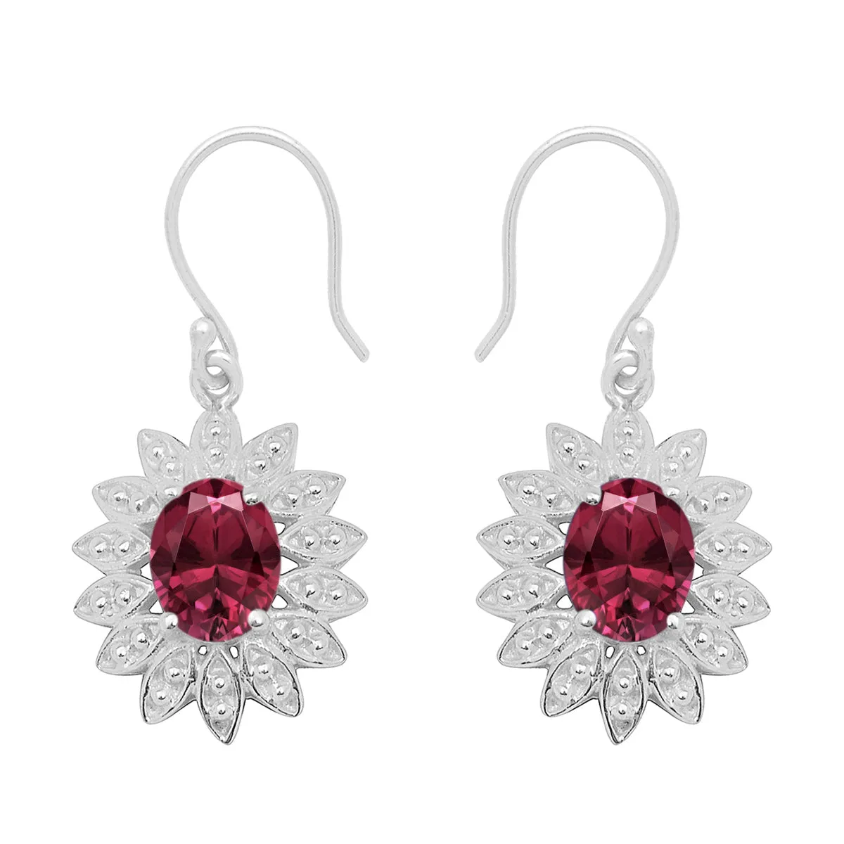 Floral Style Round Multi Choice Gemstone 925 Sterling Silver Earring