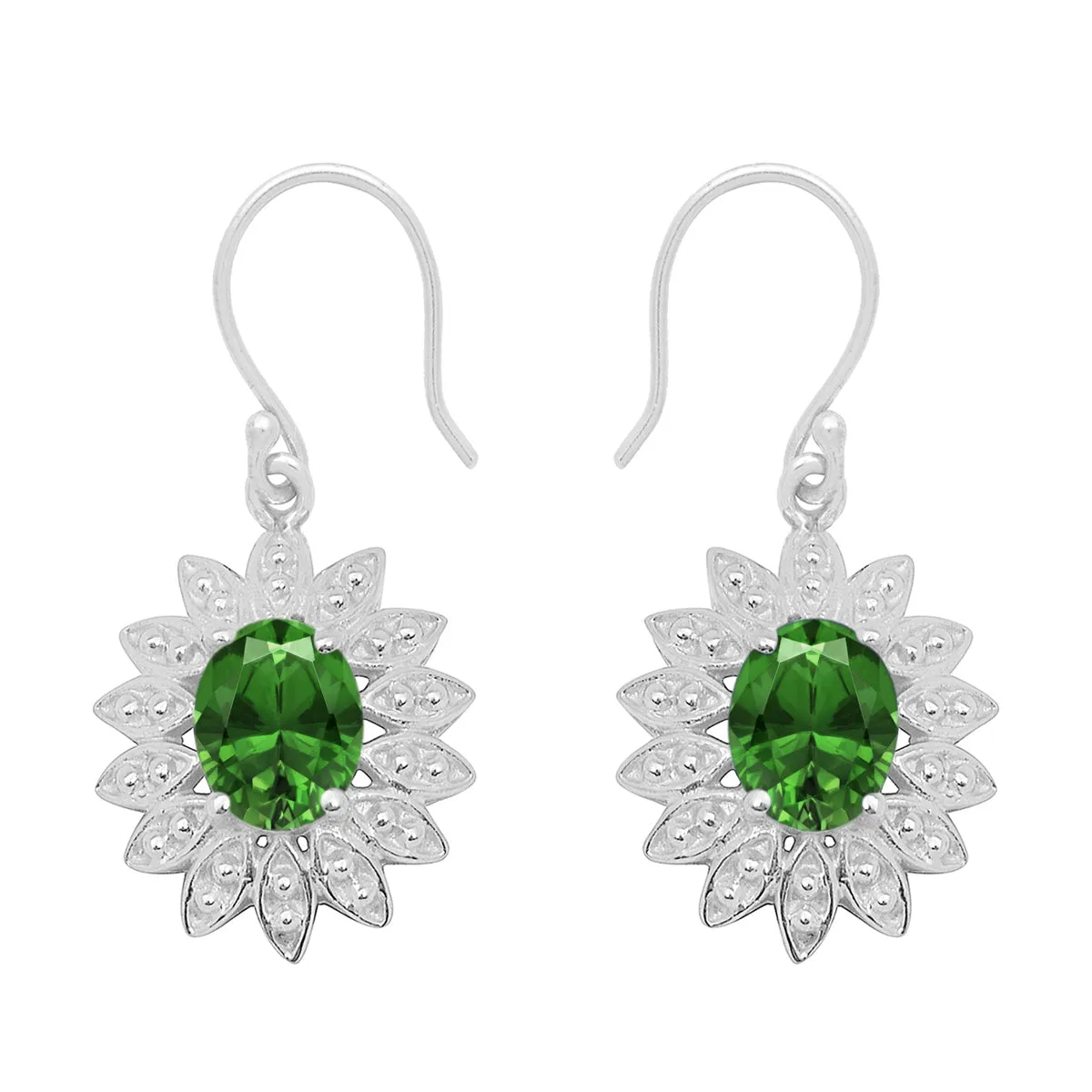 Floral Style Round Multi Choice Gemstone 925 Sterling Silver Earring