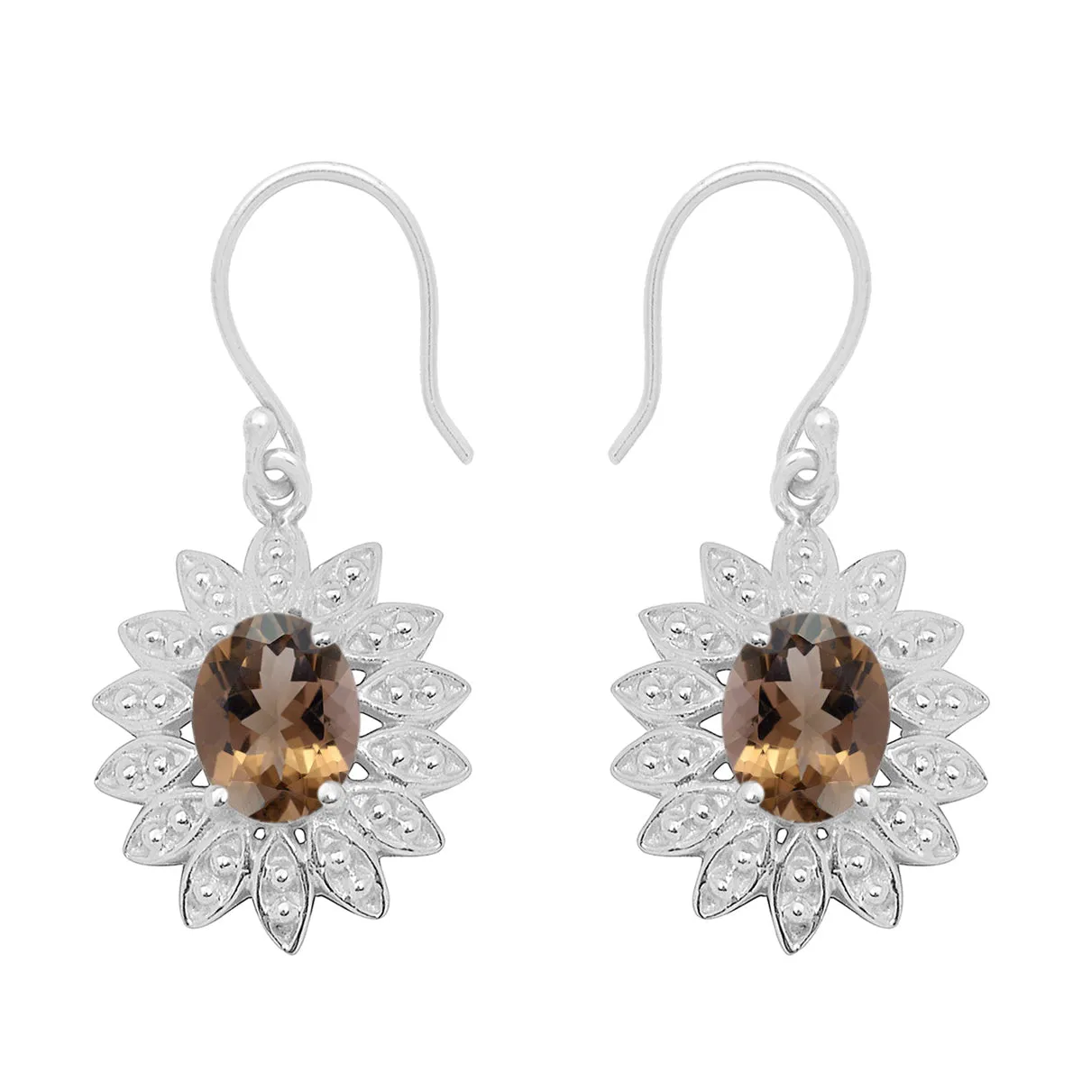 Floral Style Round Multi Choice Gemstone 925 Sterling Silver Earring