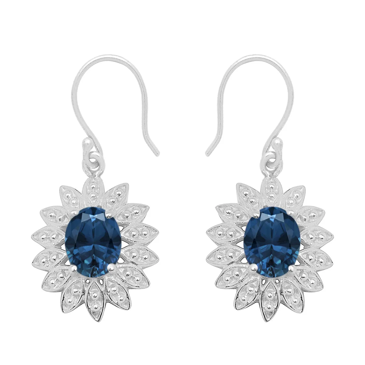 Floral Style Round Multi Choice Gemstone 925 Sterling Silver Earring