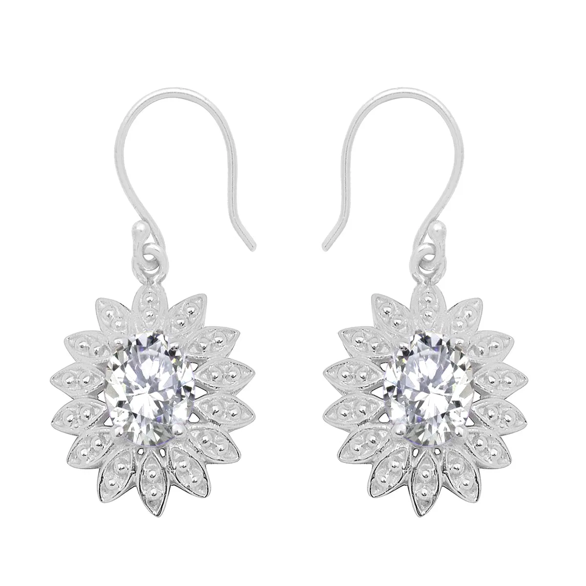 Floral Style Round Multi Choice Gemstone 925 Sterling Silver Earring